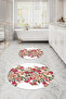 Digital Washable Colorful Floral Pattern Round Bath Mat Toilet Set - 7