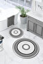Digital Washable Non-Slip Base Classic Model Round Bath Mat Toilet Set - 8