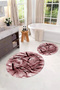 Digital Washable Non-Slip Base Leaf Motif Round Bath Mat Toilet Set - 7