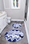 Digital Washable Non-Slip Base Simple Zigzag Model Round Bath Mat Toilet Set - 7