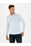 Light Blue Slim Fit Crew Neck Basic Sweater 50270179-Vr003 - 3