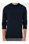 Navy Blue Melange Slim Fit Quarter Collar Basic Knitwear Sweater 50296564-Vr120 - 6