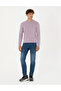 Lilac Melange Slim Fit Crew Neck Basic Knitwear Sweater 50270179-Vr231 - 4