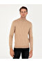 Beige Slim Fit Half Turtleneck Knit Sweater 50296414-Vr011 - 3