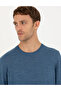 Blue Slim Fit Crew Neck Wool Blend Basic Knitwear Sweater 50270054-Vr036 - 2