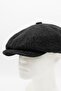Men's Plaid Patterned Anthracite Wool Italian Cap Hat - 5