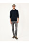 Navy Blue Melange Slim Fit Quarter Collar Basic Knitwear Sweater 50296564-Vr120 - 4