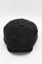 Men's Plaid Patterned Anthracite Wool Italian Cap Hat - 3