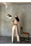 Women's Stone Elastic Waist Suede Leather Trousers 28081 - 7