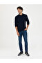 Navy Blue Regular Fit Polo Collar Wool Blended Basic Knitwear Sweater 50270051-Vr033 - 4