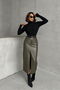 Leather Slit Detailed Midi Skirt