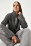 Women's Clean Zippered Anthracite Knitwear Cardigan - 8