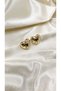 Gold Colored Stoned Heart Women's Earrings - 3