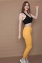 Women's Yellow High Waist Stretching Sports Leggings Camisole Fabric - 3