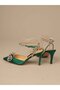 Choose 606 stone detailed satin heeled shoe (9.5cm) green satin - 5