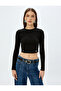 Crop Body Long Sleeve Round Neck Button Detail - 3