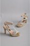SEÇ 940 PLATFORM HEEL SHOES WITH STONE (10 cm) GOLD - 6