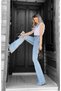 Light Snow Wash Spaghetti Leg Jeans High Waist Flare Jeans Collector - 4