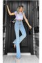 Light Snow Wash Spaghetti Leg Jeans High Waist Flare Jeans Collector - 3