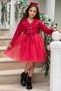 Top Suede Bottom Dreamy Tulle Fabric Girls' Red Dress with Buckle Is a Gift - 4