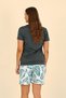 Fashion line women's short sleeve combed cotton pajama set with shorts green 3625 - 5
