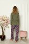 Fashion Line Women Combed Cotton Long Sleeve Pajamas Suit 4101 - 4