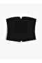 X Zeynep Bastık - Strapless Crop Top with Button and Pocket Detail - 2