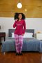 Fashion Line Women Combed Cotton Long Sleeve Pajamas Suit 4113 - 2