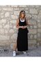 Viscose Maxi Dress - Double with Slit Detail, Pocket and Inner Included - 4