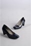 Select 5116 genuine leather comfort heel women's shoe navy blue printed leather - 5