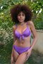 Fashion Stripe Women's Supported Bow Bottom Top Purple Bikini Set 35008 - 2