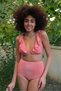 Fashion Stripe Women's Ruffled High Waist Tile Bottom Top Bikini Suit 35010 - 5