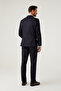 Ds Groom Slim Fit Navy Blue Plain Mono Collar Viscose Suit - 4