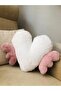 Pair White and Pink Decorative Plush Pillow - Throw Pillow Sleeping Companion Set with Hearts and Wings - 6