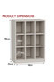 Wooden Display Shelves with 9 Storage Compartment, Freestanding, Light Grey - 2
