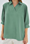 Women's Green Shirt Collar Satin Blouse 0493 - 4