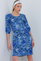 Women's Cobalt Blue Rose Patterned Midi Dress 2477 - 2