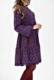 Long Sleeve Seçil Flannel Short Autumn and Winter Dress Ditsy Pattern Purple Purple - 3