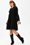Long Sleeve Select Flannel Short Autumn and Winter Dress Black Syh - 4