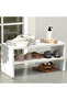 2-Tier Stackable Shoe Rack, Wooden 2-Shelf Shoe Shoes , White