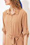 Women's Camel Belted Shirt Dress 2442 - 5