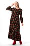 Long Sleeve Daffodil Flannel Autumn and Winter Lily Pattern Long Dress Black Syh - 5