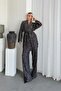 Patterned Silk Look Kimono Double Set Dark Blue 9251-Tk - 3