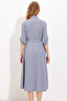 Women's Gray Belted Shirt Dress 2442 - 5