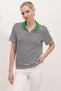 Women's Green Polo Neck Zippered Striped T-Shirt 0497