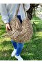 Hand Knitted Paper Thread Women's Shoulder Bag (Color Straw)