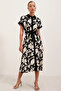 2455 Patterned Shirt Dress - Black - 4