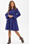 Long Sleeve Selective Flannel Short Autumn and Winter Dress Cobalt Blue Sks