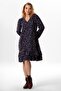 Navy Blue Lcvt - V-Neck Floral Print Ruffle Long Sleeve Short Dress