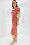Women's Dried Rose Slit Summer Knitted Dress 2396 - 3
